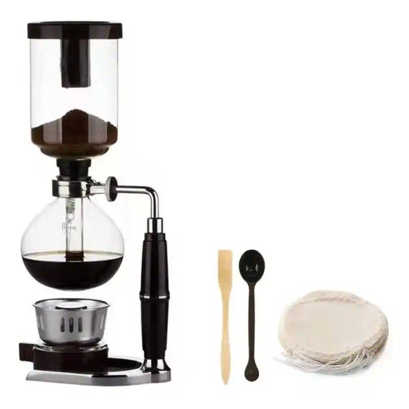 Stainless Steel Metal User-Friendly 3-Cup Espresso Coffee Maker with Easy Siphon System