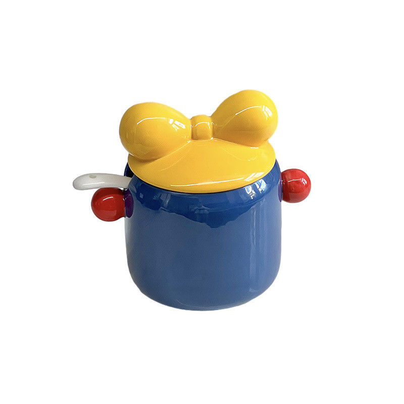 Kitchen Space Ceramic Condiment Box Microwavable Food Storage Jar for Sugar Biscuit Tea