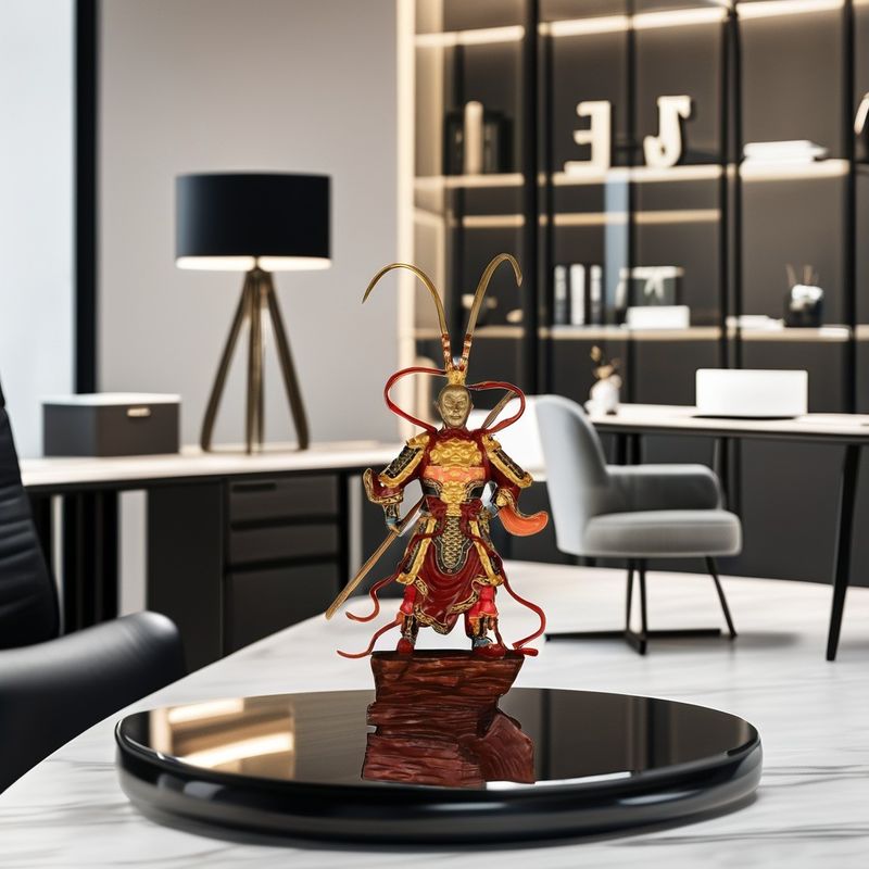 Artistic 3D Resin Sun Wukong Figure A Contemporary Desktop Ornament for Anniversary