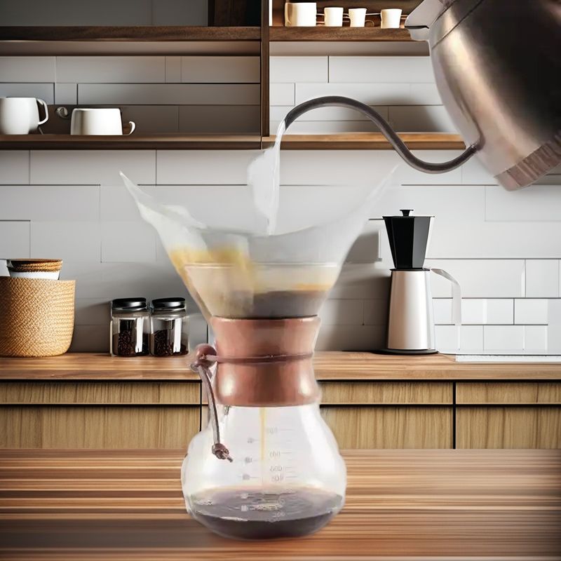 PS Plastic Glass Tea Pot with Funnel-Shaped Design and Portable Stainless Steel String
