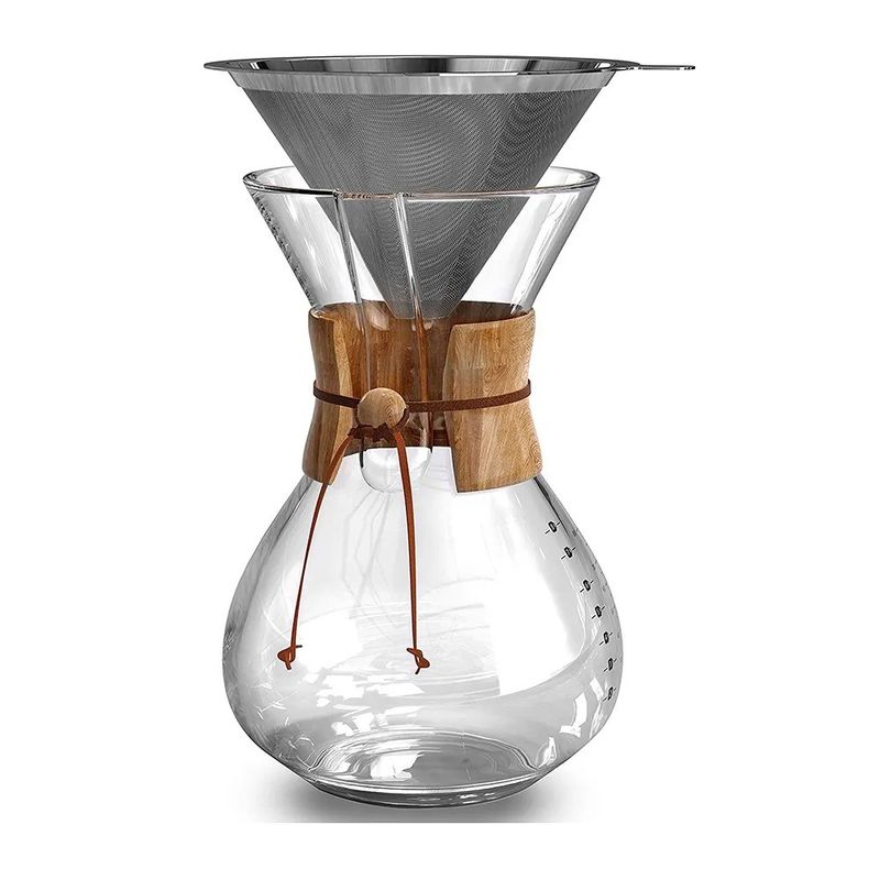600ml Coffee Maker Transparent Borosilicate Glass Coffee Bean Shape Pour Over with Lid