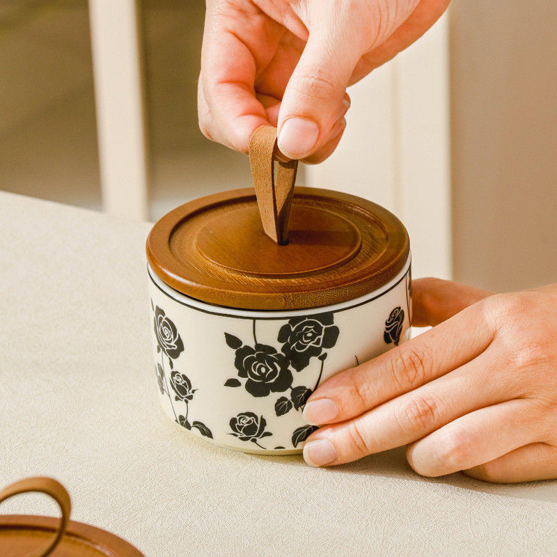Antique Style Floral Ceramic Jar for Kitchen Storage and Home Decor 200ml Microwaveable