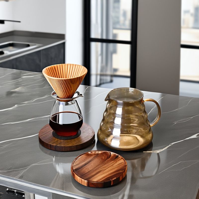 Brown Borosilicate Glass Pour over Coffee Machine with Transparent Dripper and Pot Set