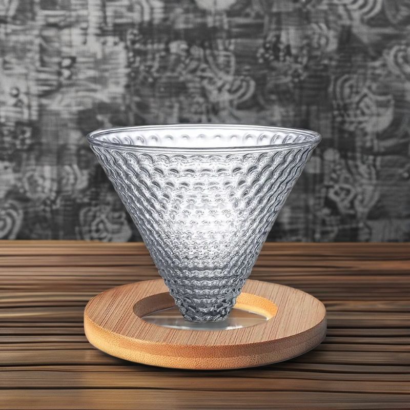600ml Share Drip Glass Coffee Pot with Wooden Handle Heat Resistant Pour over Coffee Maker