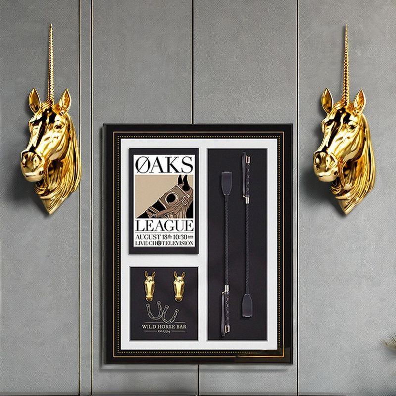 Custom Size Three-Dimensional Equestrian Wall Art for Living Room Entrance Retro Design