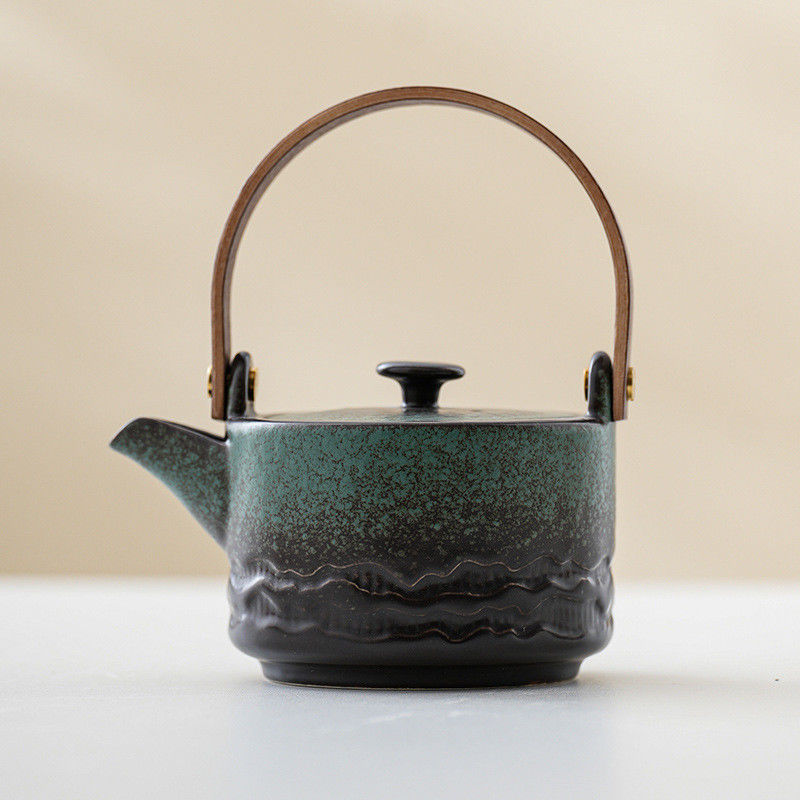 Home Brewing Ceramic Kung Fu Tea Set with Lifting Beam Handle Compact Single Pot Teapot