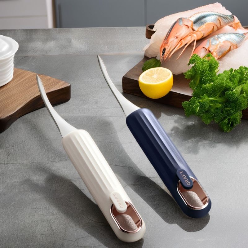 Multi-Purpose Stainless Steel Shrimp Line Knife for Seafood Scale and Shell Removal