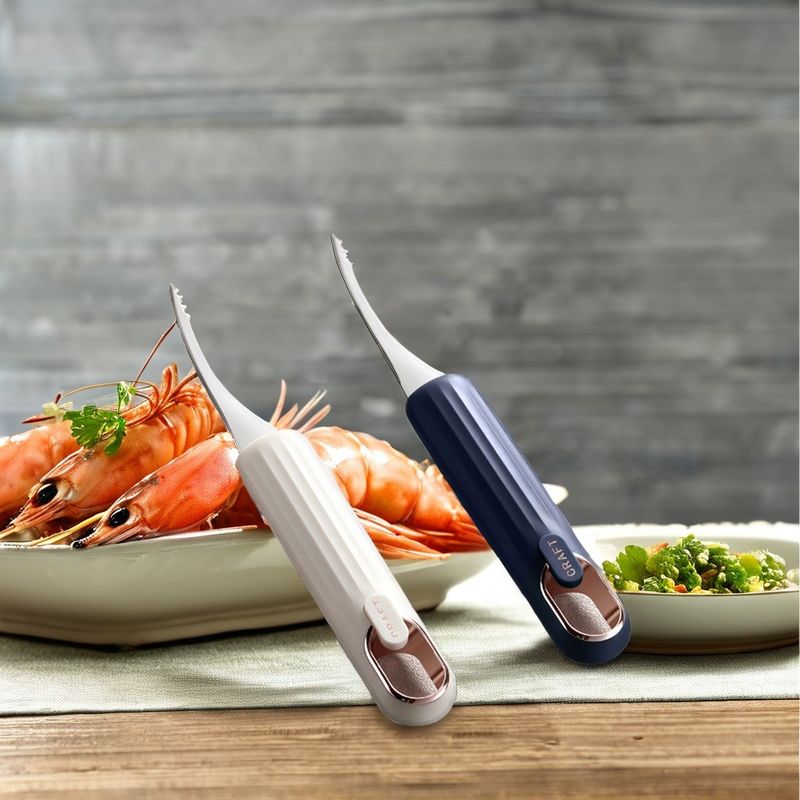Metal Shrimp Deveiner and Fish Scale Scraper Tool for Easy Home Cooking Seafood Tools