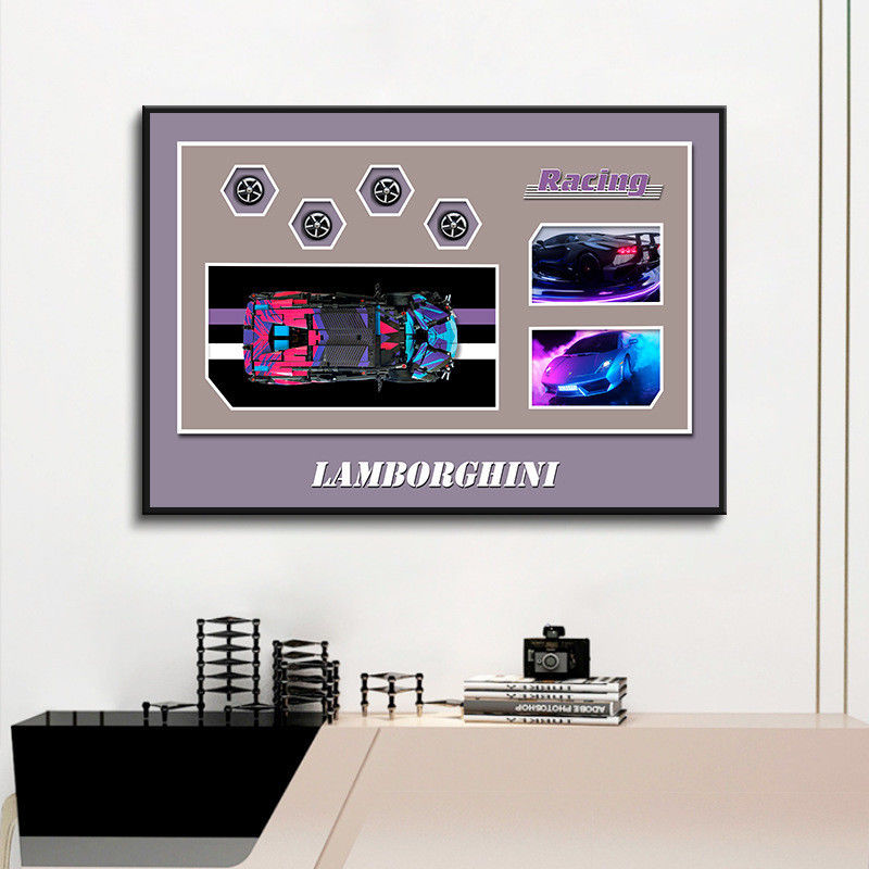 Gallery Wall Sets Customized Color Crystal Glass Mural for Luxury Sports Car Background