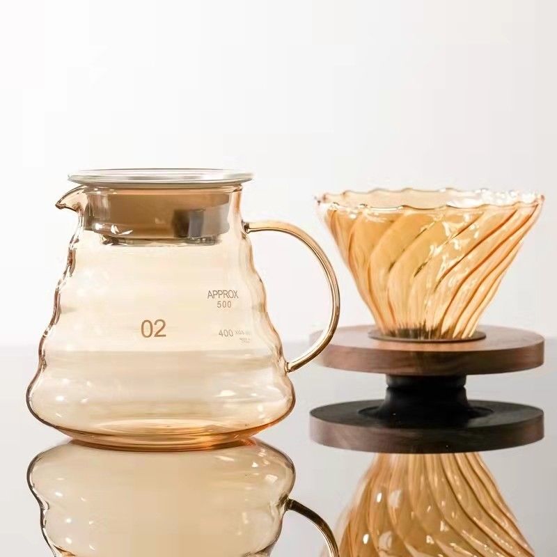 600ML Nordic Portable Pour-Over Coffee Server Drip Set with Heat-Resistant Glass Pot