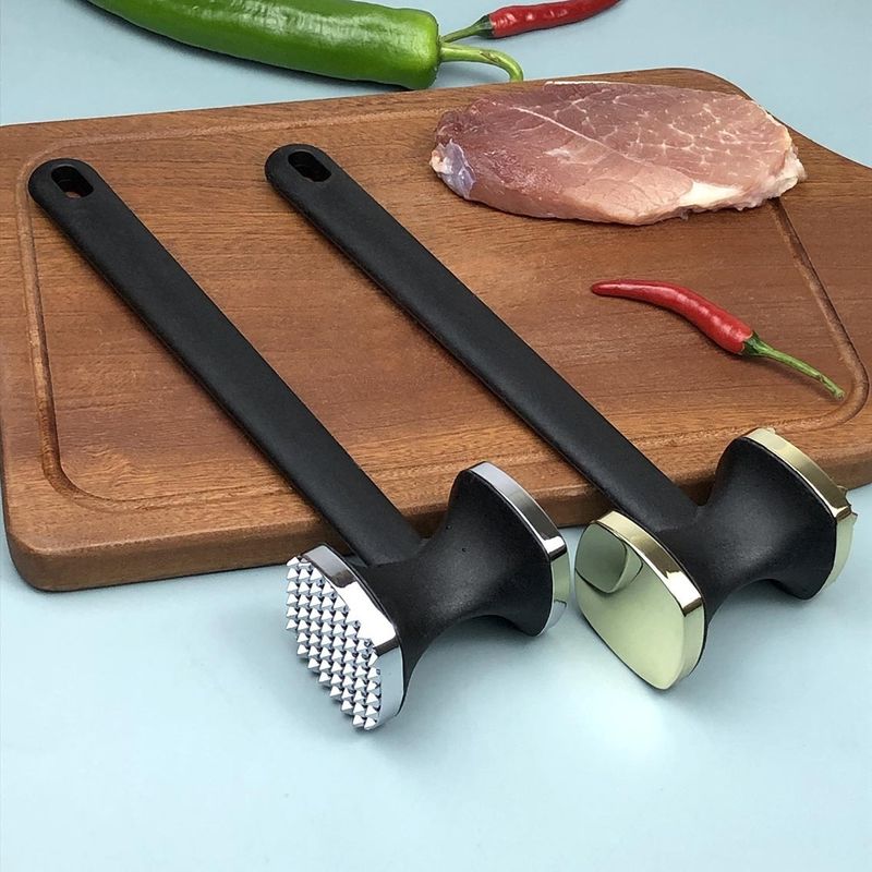 Double-Sided Meat Tenderizer Durable Zinc Alloy Hammer for Tenderizing Steaks and Chops