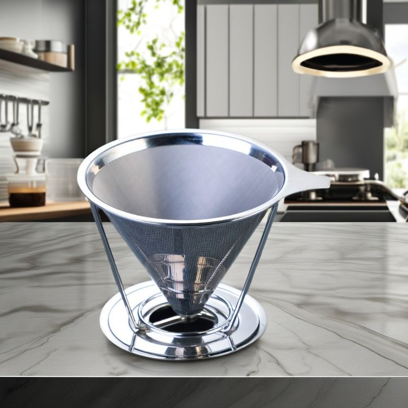 V6 Pour over Stainless Steel Coffee Maker Tools with Transparent Glass Filter Dripper
