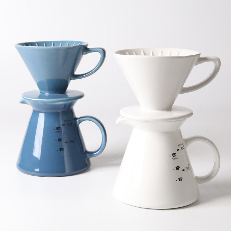 Unique Design Style Coffee Tea Tools Blue and White Ceramic Pour over Coffee Dripper