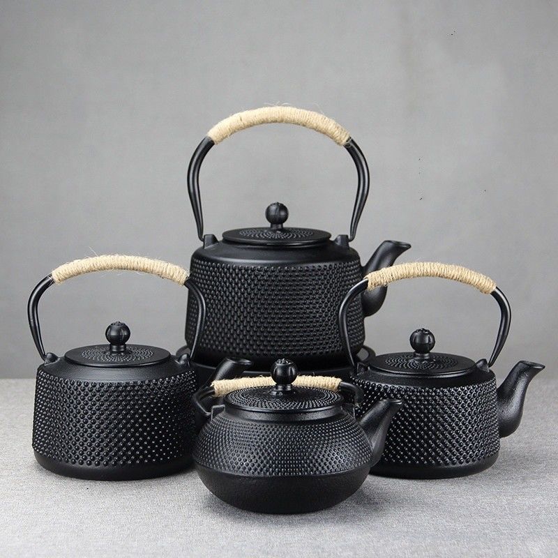Japanese Cast Iron Tea Coffee Kettle Pot Set Perfect for Home Travel Black Accessories