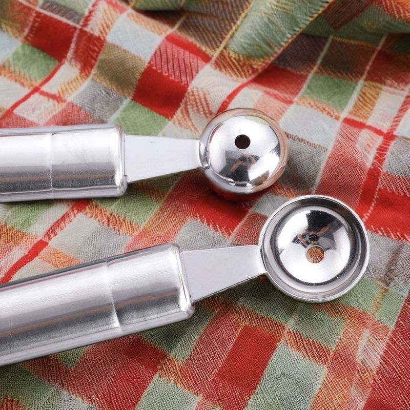 Home Kitchen Dual-End Stainless Steel Watermelon Ball Spoon with Carving Knife Metal Fruit Decoration Utensil