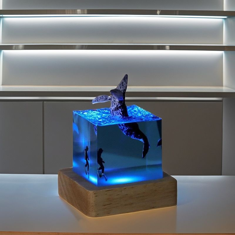 Direct Ocean Night Lamp Resin Atmosphere Table Light for Kids' Bedroom Made of BAMBOO
