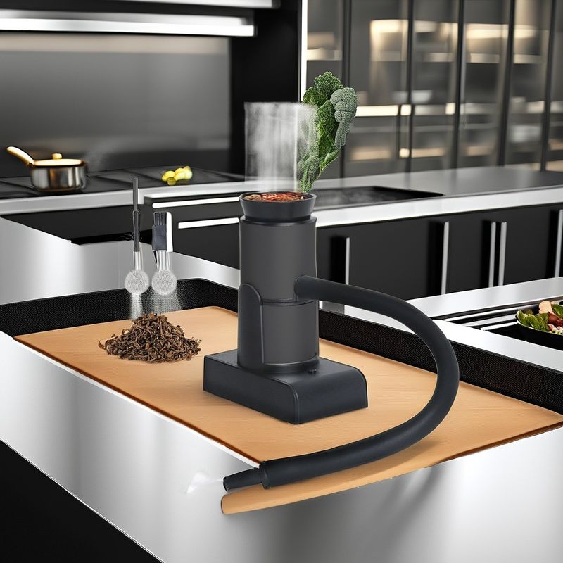 Compact Kitchen Tool for Infusing Woodchip Smoke into Forks Stocked Kitchen Ware Parts
