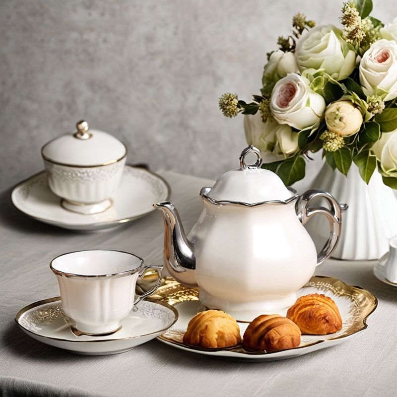 Porcelain Teapot and Cup Saucer Set Europe Design for a Luxurious Coffee Tea Experience