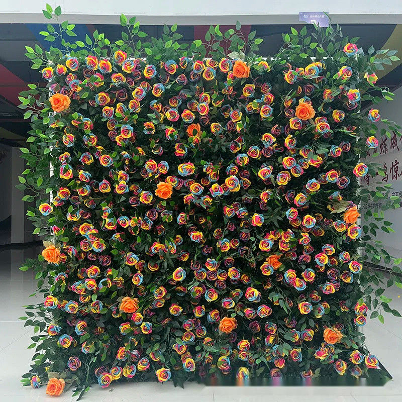 Outdoor Wedding Decor 3D Cloth Flower Wall with Simulated Greenery Articial Flowers