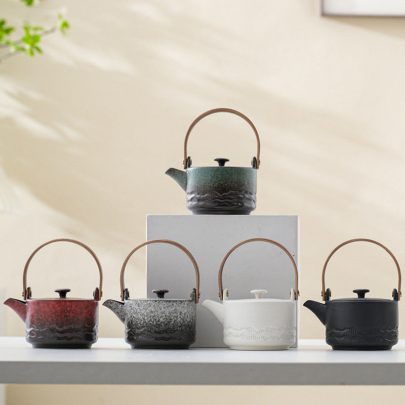 Ceramic Kung Fu Tea Set Small Household Teapot and Lifting Beam Pot for Water Pots Kettles