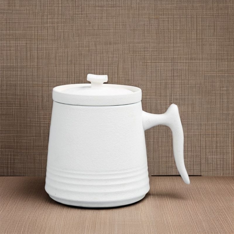 Classic White Porcelain Design 900cc Ceramic Tea Pot and Coffee Cups Set Volume 250ml