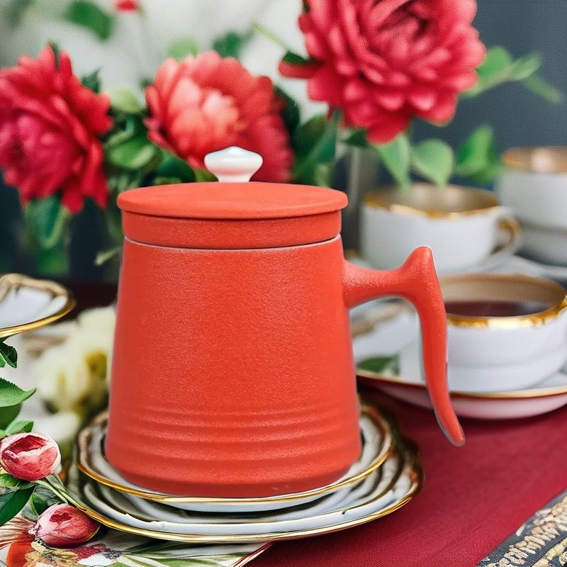 Photos Business Gifts Luxury 900cc Ceramic Tea Pot Set with Coffee Cups and Saucers