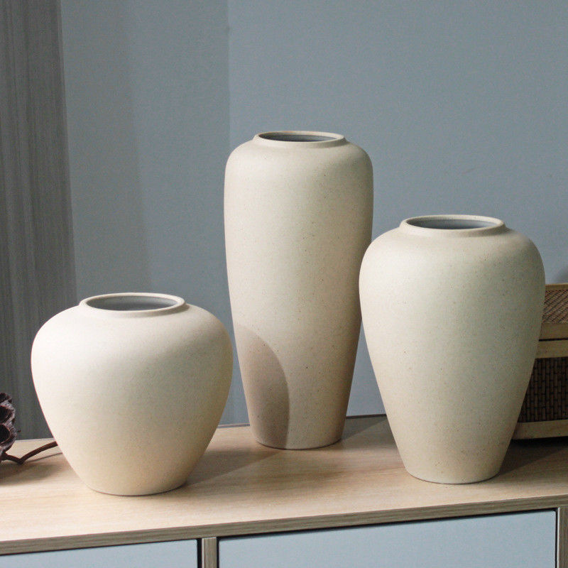 Nordic Design Clay Tabletop Pot Unique Luxury White Ceramic Vase in Post-modern Style