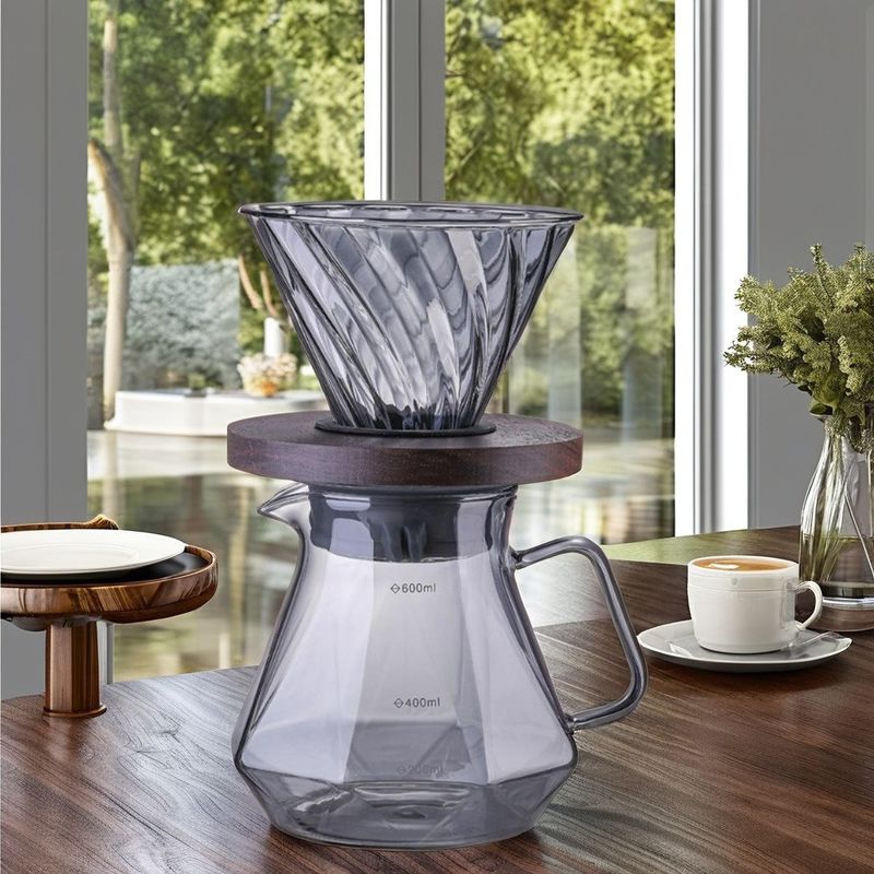 High Borosilicate Glass Espresso Pour over Server Heat-Resistant Filter Cup Coffee Tea Urn