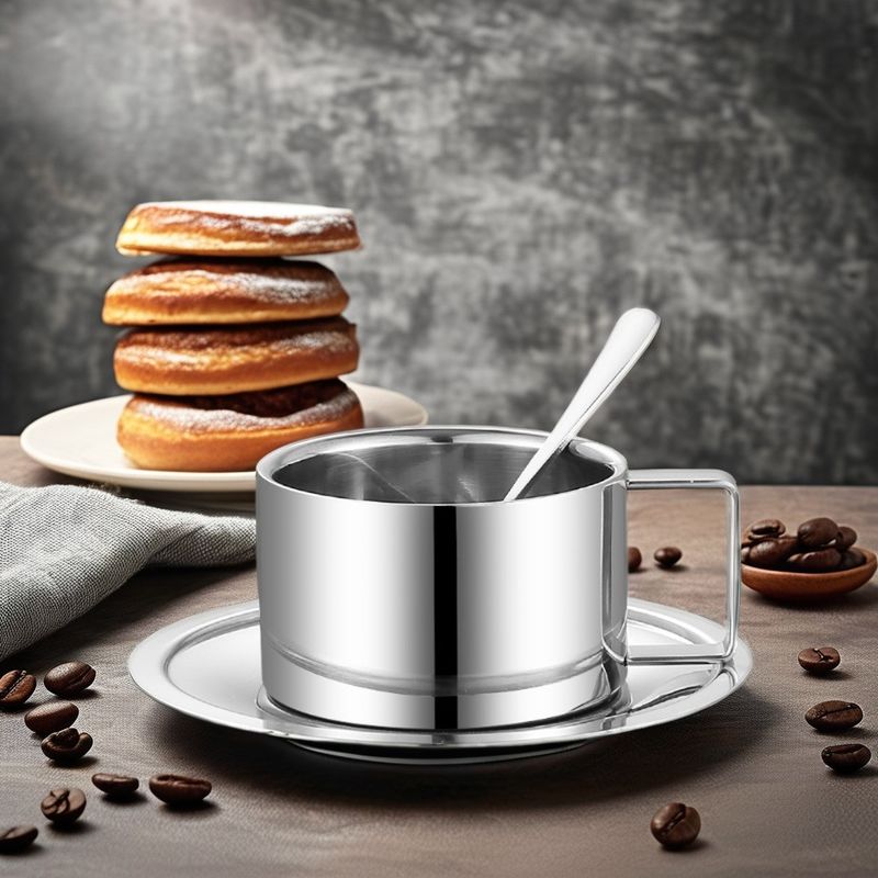 Office Coffee Cup Set Ceramic Porcelain Cup with 304 Stainless Steel Spoon and Tray