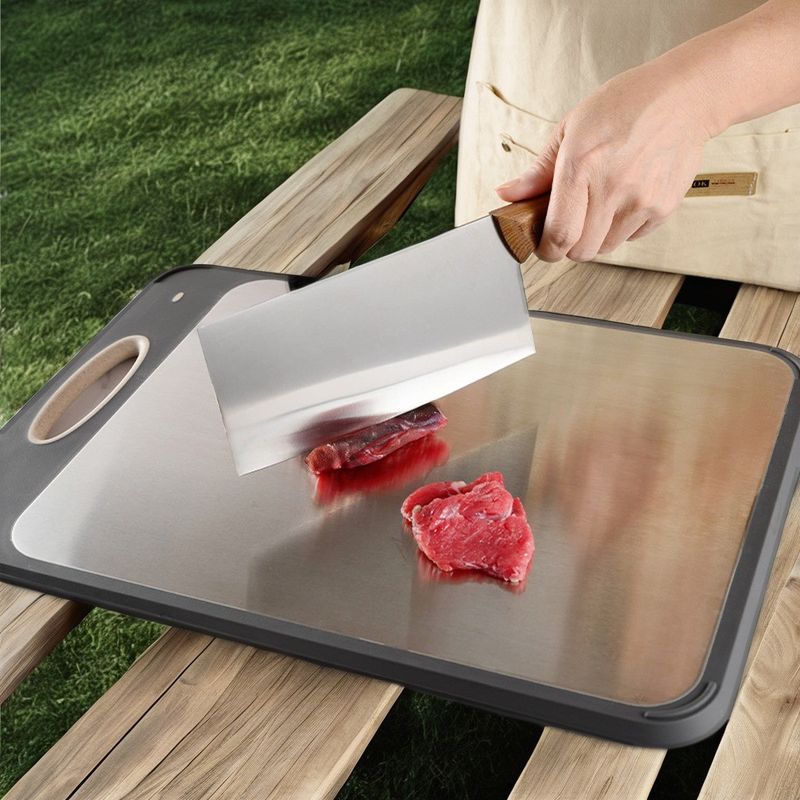 Customized Color Best Stainless Steel Cutting Board with Durable Plastic Bamboo Frame