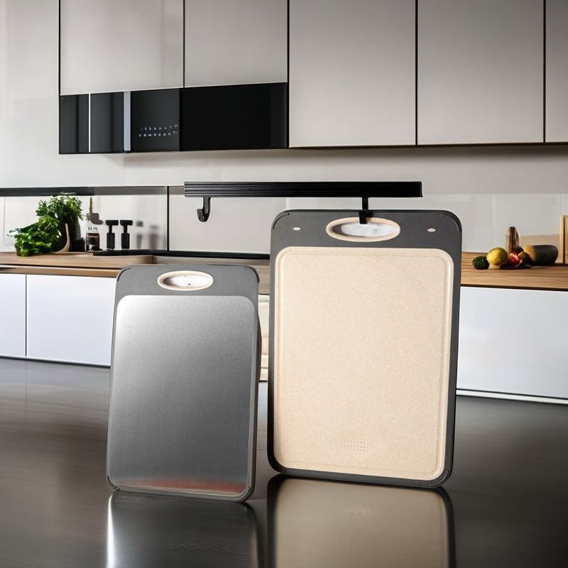 304 Stainless Steel Cutting Board Eco-friendly Bamboo Square Design Anti-Mold Plastic Frame