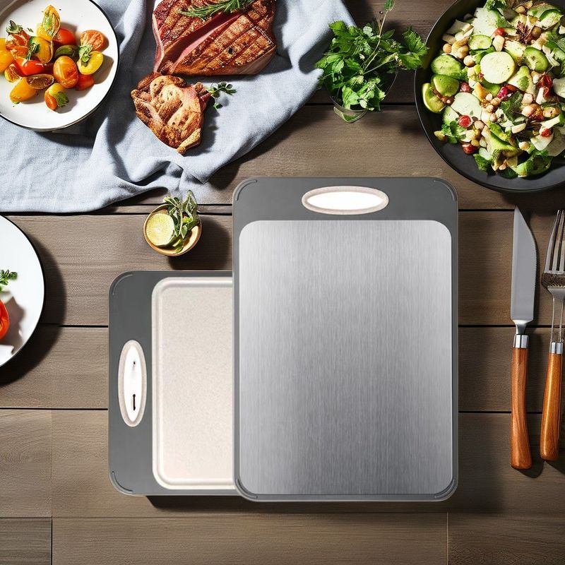 304 Stainless Steel Kitchen Cutting Board with Anti-Mold Design and Anti-Slip Feature