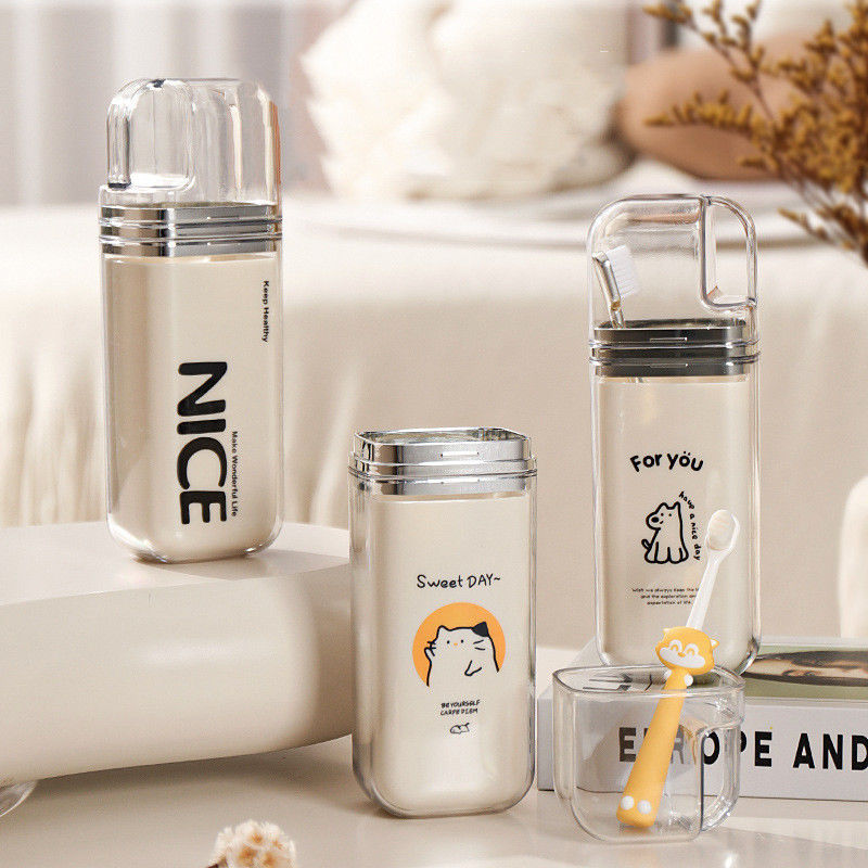 Disposable Cartoon Cute 3-in-1 Portable Dental Jar Set Ideal for Home Hotel Bathroom