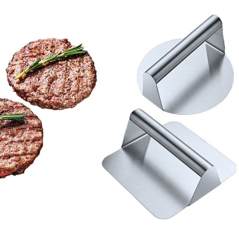 Stainless Steel Burger Smasher Tool for Outdoor Barbecue Home Garden and Camping Silver