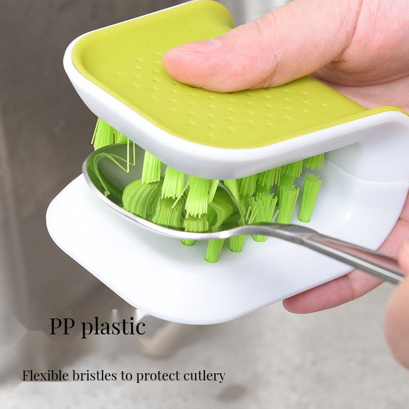 White PP Cutlery Cleaner Brush Sponge Style for Kitchen Blades Bathroom Customized Size