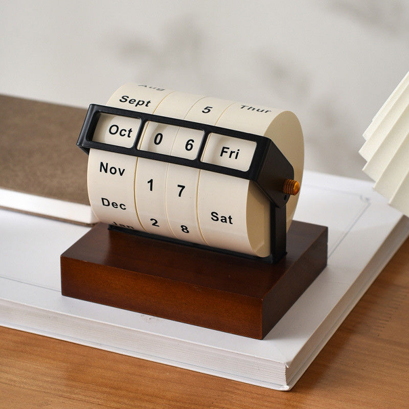 Electric Format Perpetual Calendar Wheel Small Size Curve Design for Office Decoration