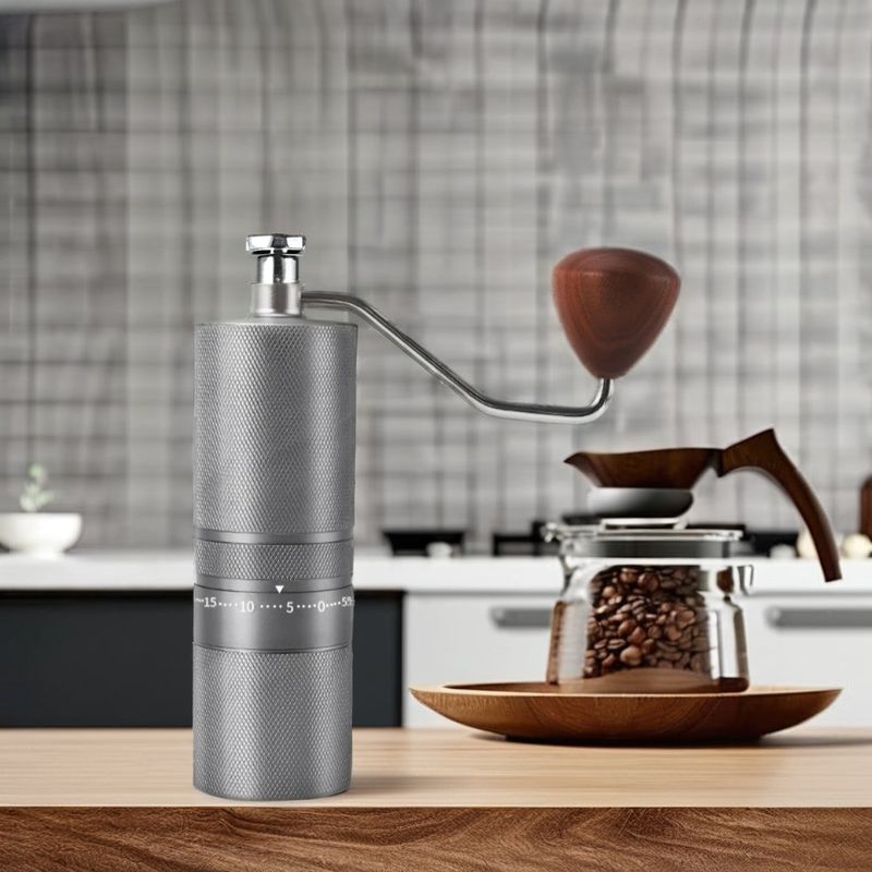 C2 Manual Espresso Grinder with Wood Handle and Travel Bag Packaging Al-Allergy Compliant