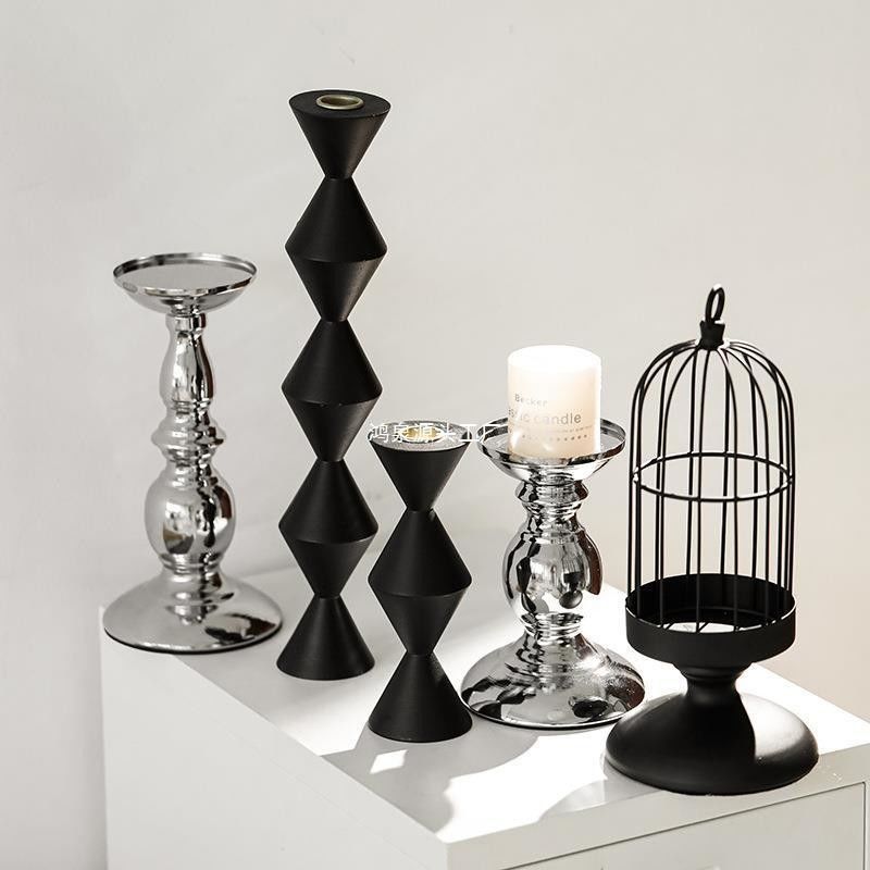 Religious Activities Retro Silver Metal Candle Holders for Home Restaurant Decorative