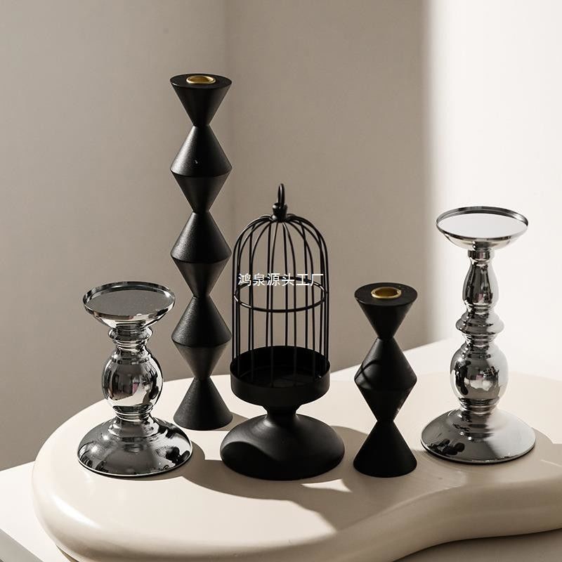 Home Decorative American Iron Table Candlestick for Metal Aromatherapy Candle Holder
