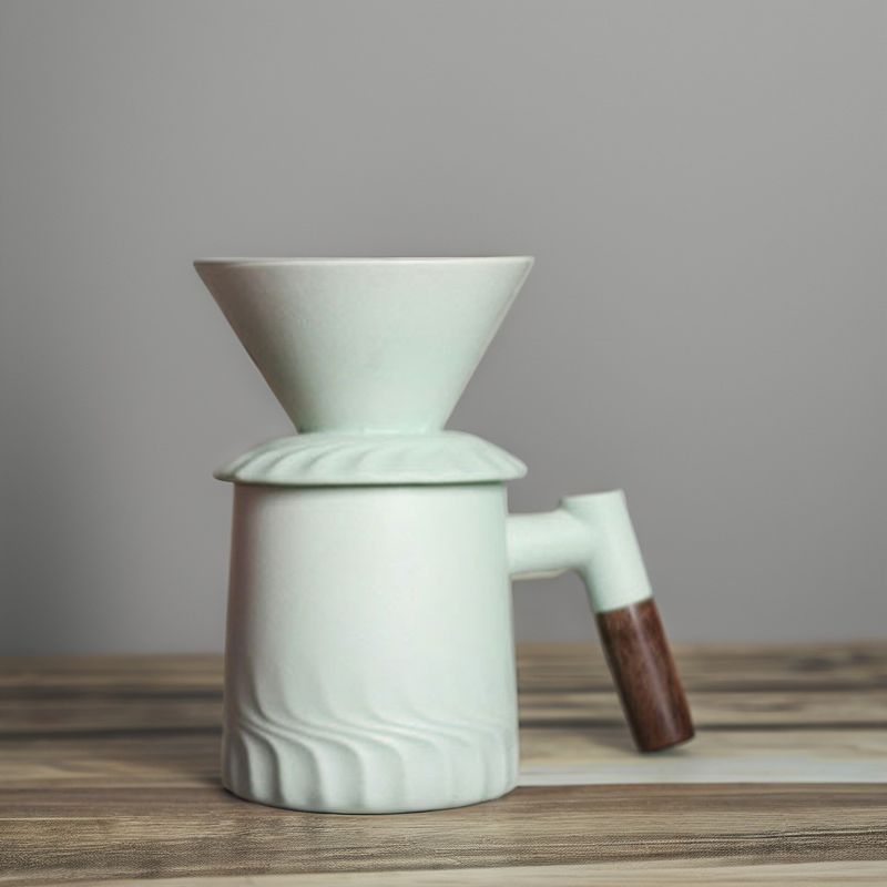 500ml Capacity Modern Vintage Ceramic Pour Over Coffee Maker with Porcelain Filter Dripper