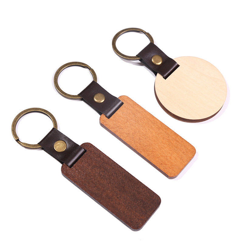 Modern Outdoor Festival Decorative Wooden Keychain with Customized Size and Pattern