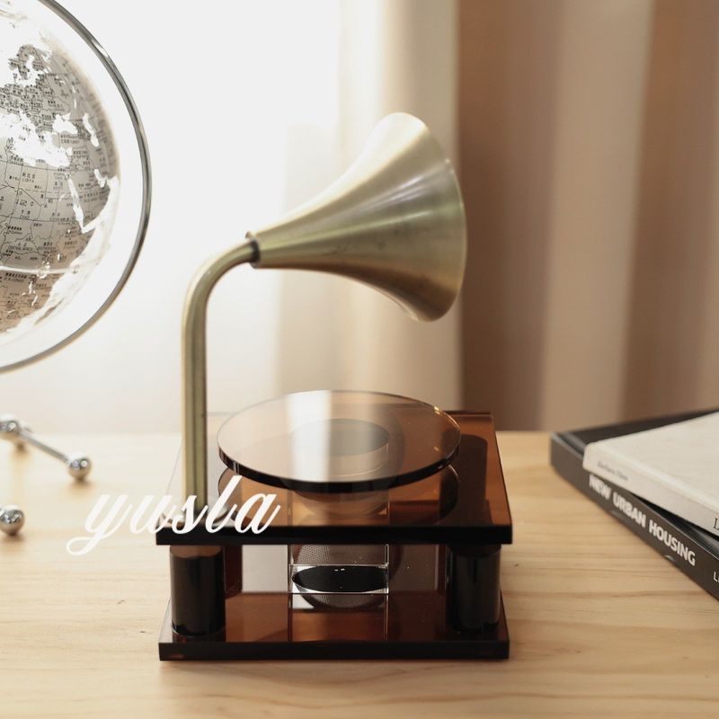Stylish Angel Theme Knick-Knack Retro Ash Crystal Record Player for Hotel Decoration