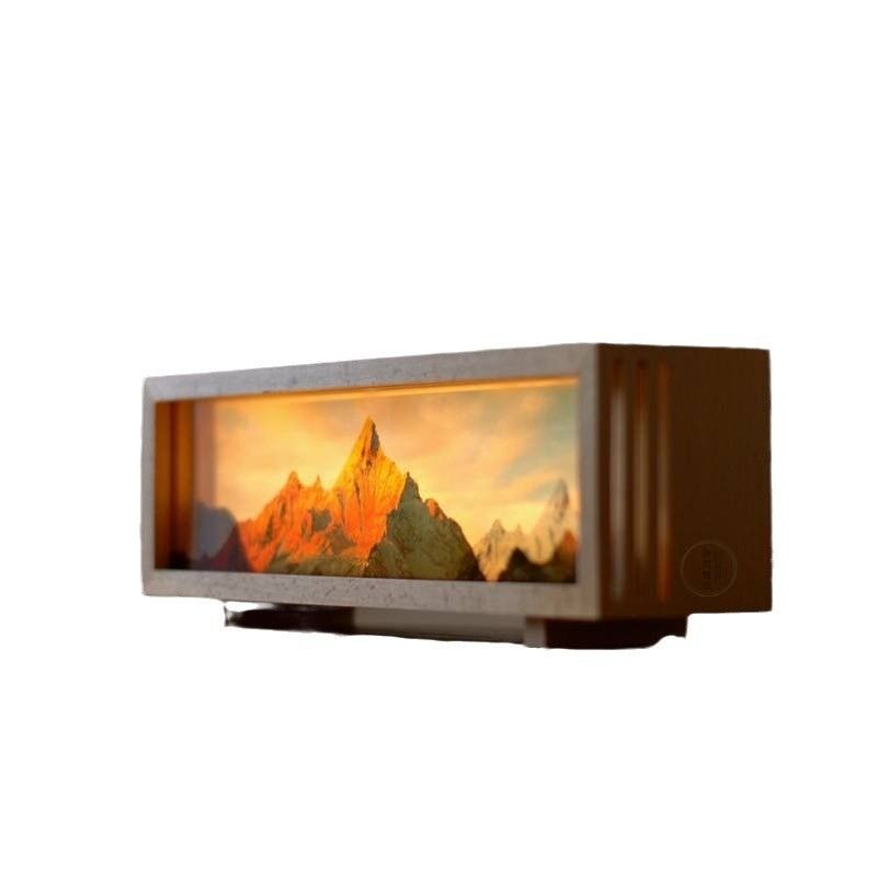 Modern Sun Golden Mountain Rechargeable Night Light Digital Printed Snow Mountain Desktop Canvas Lamp 1 Color