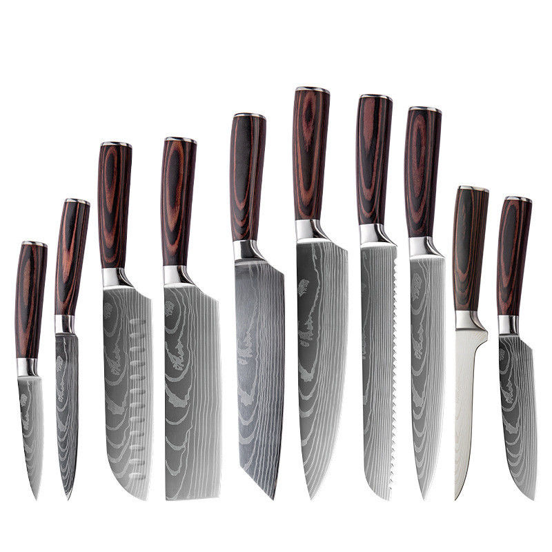 Wood Handle Stainless Steel Cleaver Set for Chopping Boning and Butcher's Work