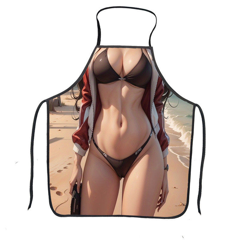 Custom Chef Apron BYCOSINE Women Sexy Sleeveless Cotton Printed Cover for Home Cleaning