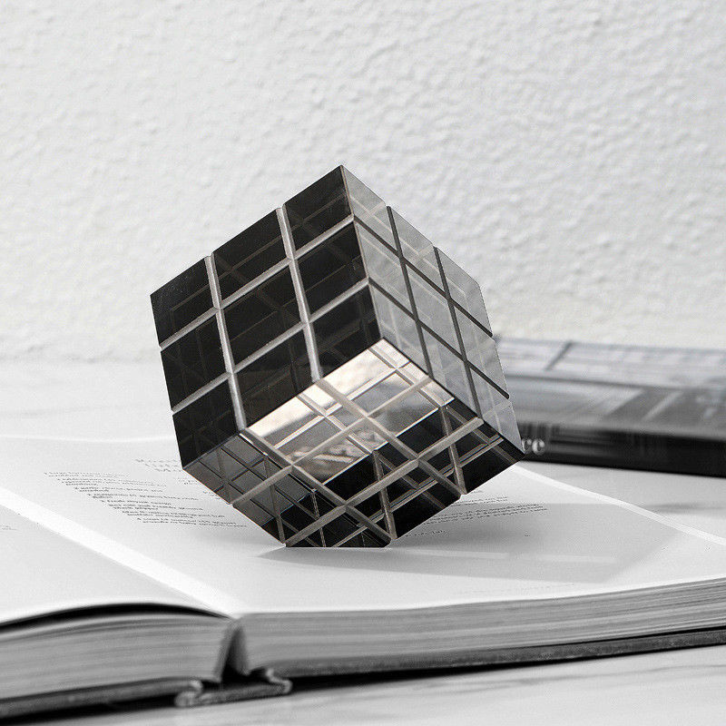Custom Made Size Rectangle Artistic Modern Deco Rubik's Cube Glass Ornaments for Interior Table Home Decor