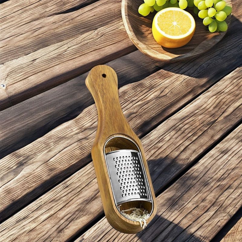 Acacia Wood Container Handheld Cheese Grater for Easy Grating of Vegetables and More