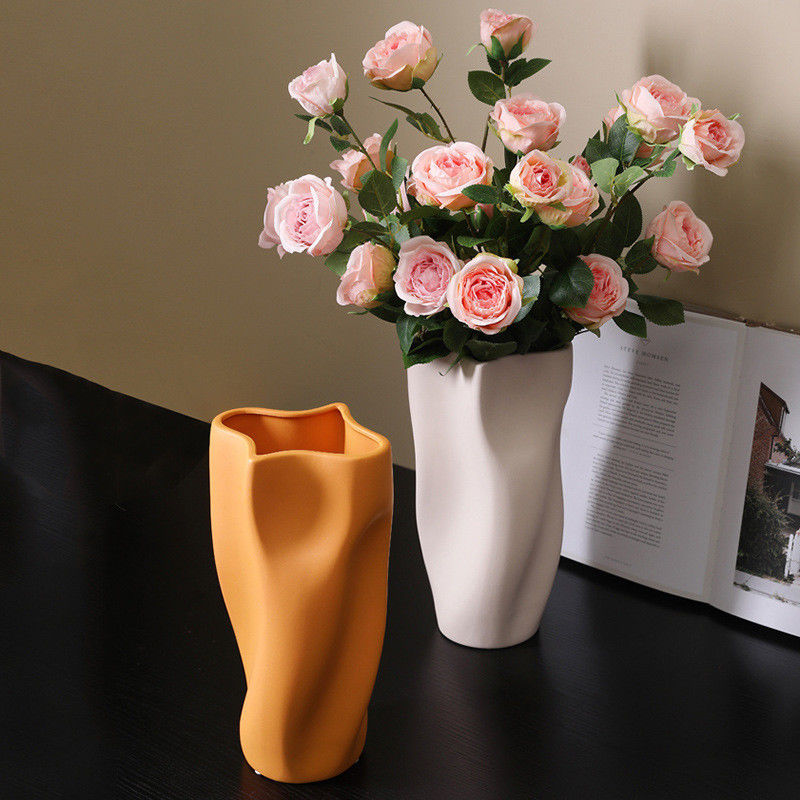 Create a Chic and Modern Atmosphere with This Unique Paper Basket Shaped Ceramic Vase