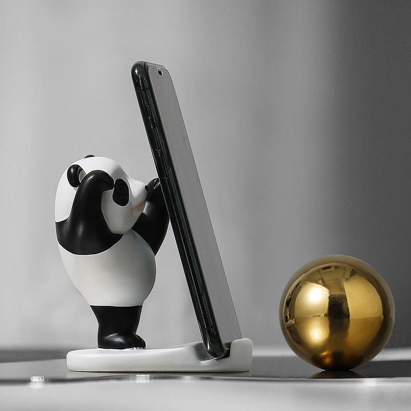 Art Deco Style Stand Panda Themed Bamboo Resin Stand Adjustable for Phones and Tablets