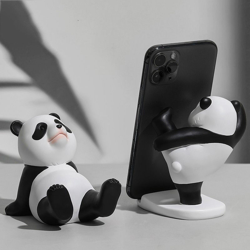 Panda Design Bamboo Phone and Tablet Stand for Wall or Desk Adjustable Resin Material
